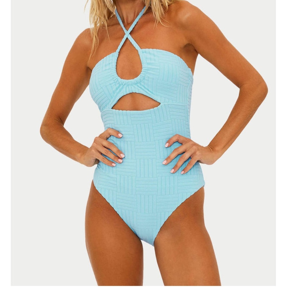 Beach Riot Phoenix One Piece Swimsuit Blueberry Ice Terry Size M